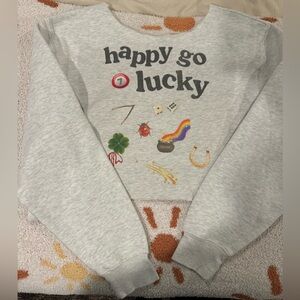 Gray 'Happy Go Lucky' Sweatshirt